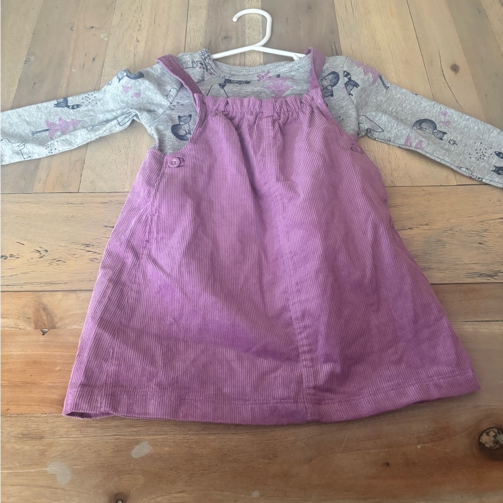 Carter's Purple Corduroy Dress with Gray Sleeves